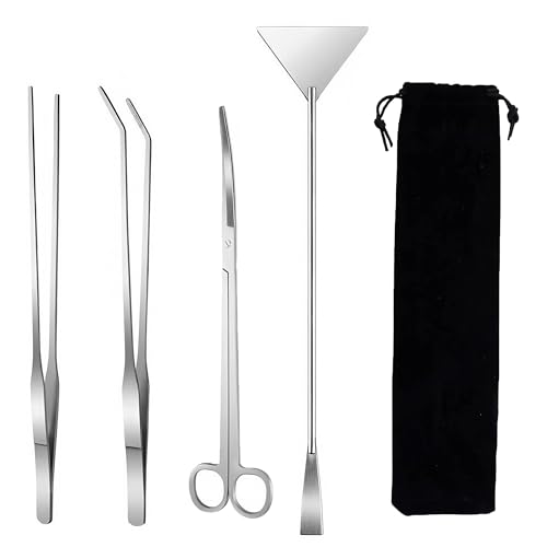 4 Pcs Terrarium Tools Aquarium Scissors Long Tweezers Aquariums Scraper Tool Set 4 in 1 Rust-Proof Aquatic Plants Aquascaping Tools Fish Tank Plant Cleaning Rust-Proof Aquarium Tool Set