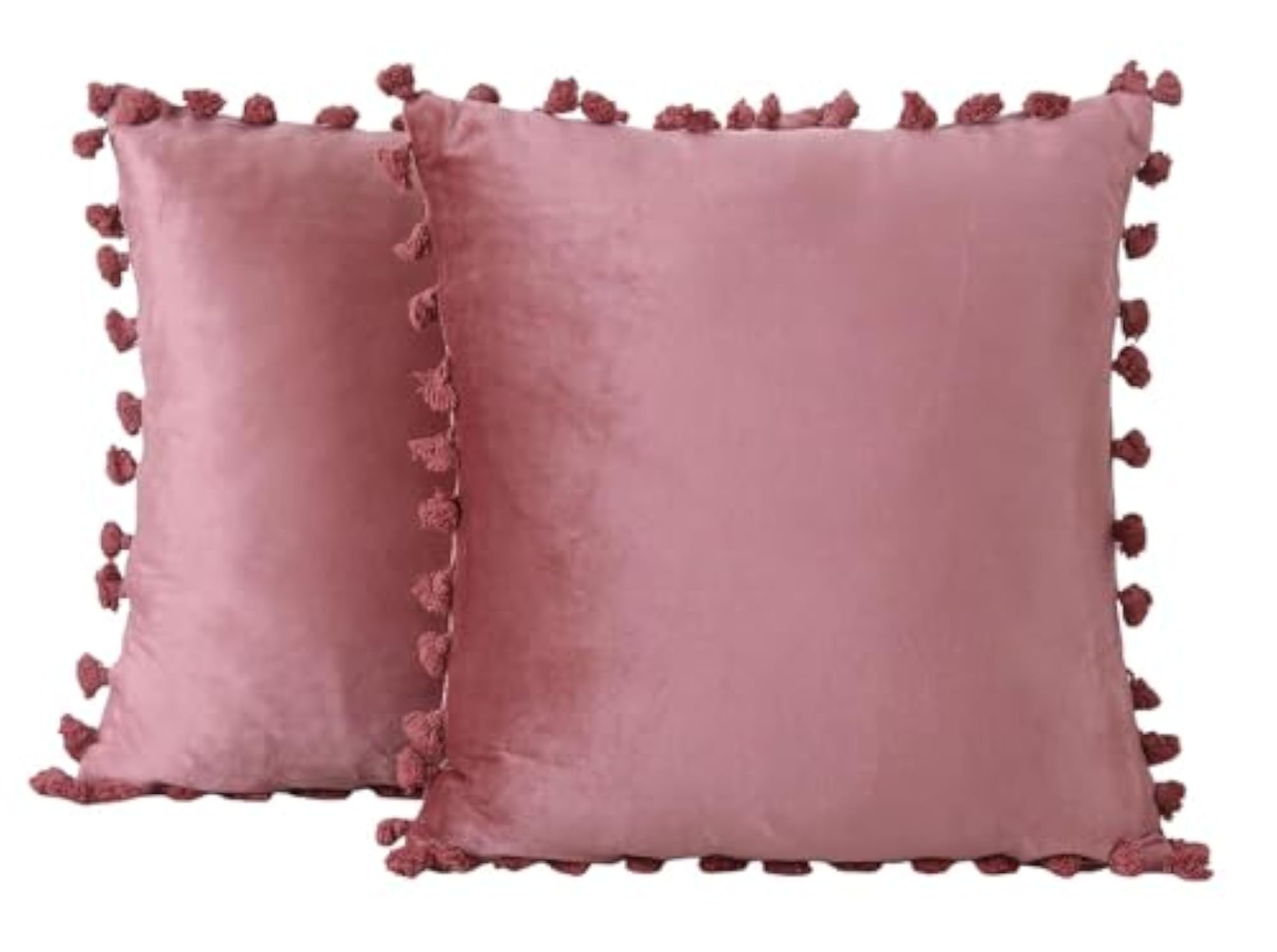 Blush Velvet Tassel Fringe Design Throw Pillow Cover
