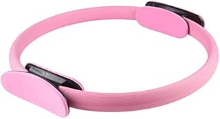 MorNon Pilates Ring Double Handle Yoga Fitness Circle Inner Thigh Exercise Equipment for Home Use Gym Workout Pink