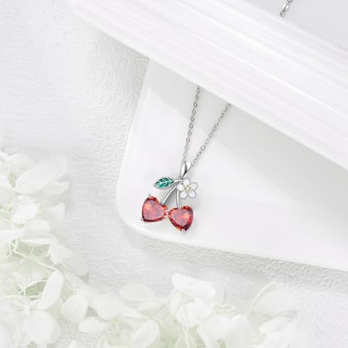 ONEFINITY Fruit Necklace Sterling Silver Lemon Strawberry Cherry Pendant Necklace Fruit Jewelry Gifts for Women3