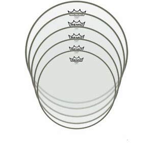 REMO EMPEROR SET PELLI PER BATTERIA ACUSTICA 10" 12" 14" 16" 22" PELLE CLEAR TRASPARENTE