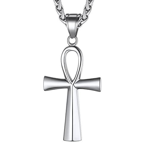 Richsteel Ankh Cruz Egipcia Colgante Religioso, Cadena con Llave de La Vida Amuleto Proteccion Acero Inoxidable Cover