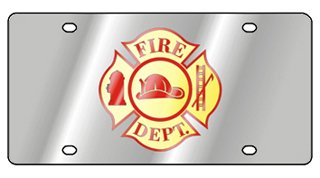 Compatible with -, Fire Department Cross on Stainless Steel License Plate