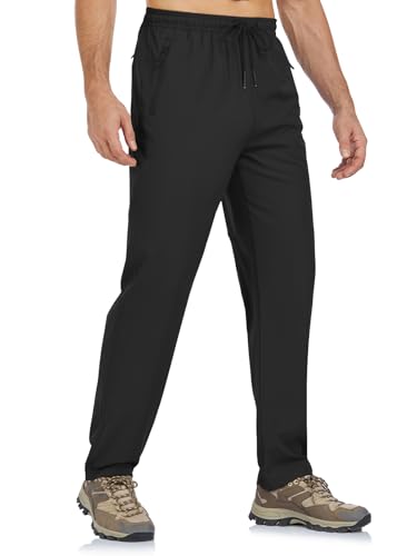 Mens Lightweight Hiking Pants Water Resistant Athletic Workout Running Travel Casual Joggers 3 Pockets Quick Dry