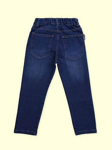 Image of KiddoPanti Boys Regular Fit Denim Pant | Stretch Poly Cotton Denim | Regular Fit Full Length Pant | Back Elasticated & Button with Zip Open Fly