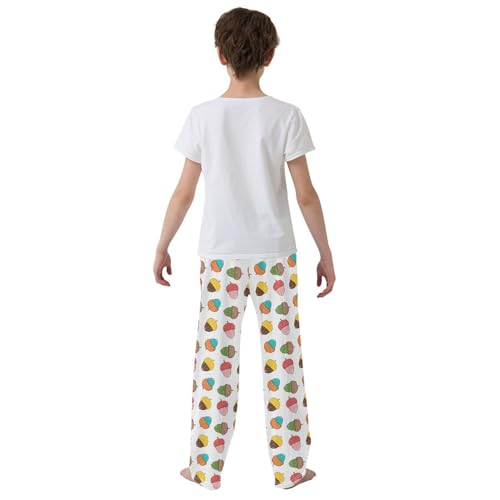Colorful Pine Cones Boys Long Pants Soft Trousers Elastic Waist Kids Lounge Bottoms with Pockets S-XL3