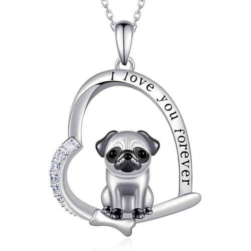 jtkhaweh Halskette Ketten Schmuck Herren Frauen Anhänger Necklace Kreative Süße Herzförmige Mops-Anhänger-Halskette Für Frauen