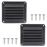 VTurboWay 2 Pcs 5-1/2' Louvered Flush Plastic Thru Vent for Caravan, Marine Boat Vent for Marine, Black, Free Installation Screws