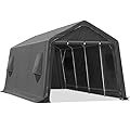 ADVANCE OUTDOOR 10x20 ft Heavy Duty Carport Outdoor Patio Anti-Snow Portable Canopy Storage Shelter Shed with 2 Roll up Zipper Doors & Vents for Snowmobile Garden Tools, Gray