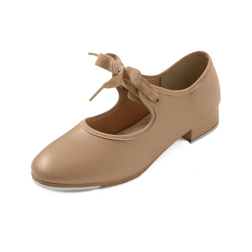 Tyette Vegan Tap Shoes for Beginners, Elastic Snaps, Flexible Sole, Aluminum Taps - TA35 Val - TA36 Valiant (Caramel, US Footwear Size System, Adult, Women, Numeric, Medium, 3)
