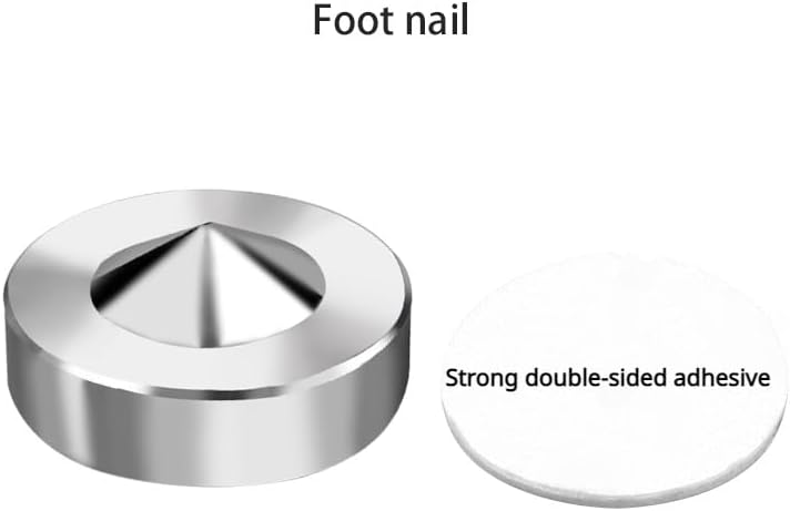 4 Pcs HiFi Audio Speaker Spikes 304 Stainless Steel Speakers Repair Parts Foot Nail Pad Anti-Shock Shock Absorber Nail Seat(4PCS Nail and Pad)