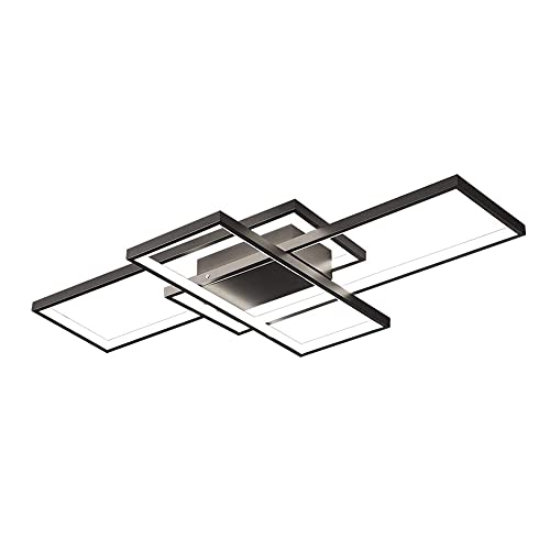 Okes Modern Ceiling Light, 78W Led Ceiling Lamp Black Square Acrylic Flush Mount Ceiling Lights Fixture For Bedroom Living Room Kitchen Office Netural Light/4000K 35.4Inch #TOP6