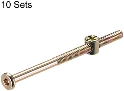 sourcing map M6 x 110mm Furniture Bolts Nut Set Hex Socket Screw with Barrel Nuts Phillips-Slotted Zinc Plated Half Thread 10 Sets