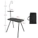 predolo Portable Outdoor Folding Table Carbon Steel Legs with Carrying Bag Lightweight Multifunctional with Double Layer Light Stand, Black