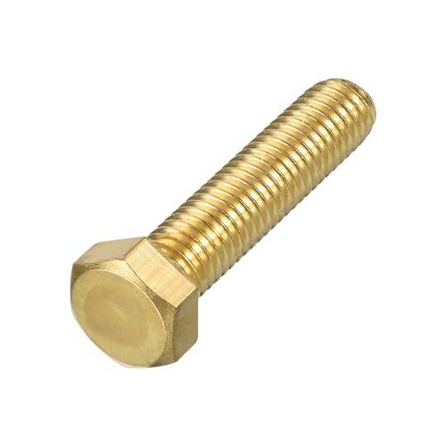 Image of METALLIXITY Hex Head Screw Bolt (1 /2-13x2-1 /4) 1Pcs, Brass Fully Threaded Solid Brass Hex Bolts Machine Screws - for Machinery Repair