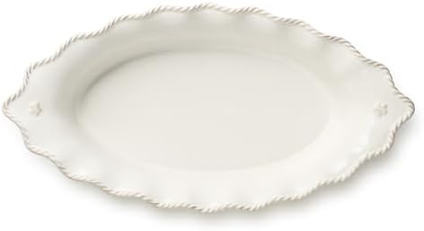 Heritage Oval Baker 16" x 8.5" 64oz – Elegant Ivory Stoneware Baking Dish with Scalloped Rim & Beaded Edge – Farmhouse Oven-to-Table Serveware for Casseroles, Roasts, Gratins