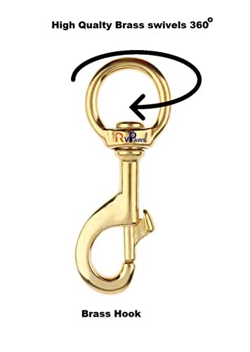Image of Woofy Heavy Duty Solid Pure Brass Swivel Bolt Snap Hook Single Ended Round Swivel Clip Buckle Dog Chain Leather Craft Scuba Diving Snorkeling Equipment Medium - 30.48 Cm