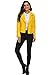 Fahsyee Women's Yellow Leather Jackets, Faux Motorcycle Bomber Moto Biker Plus Size Coat Short Lightweight Vegan Pleather Fashion M