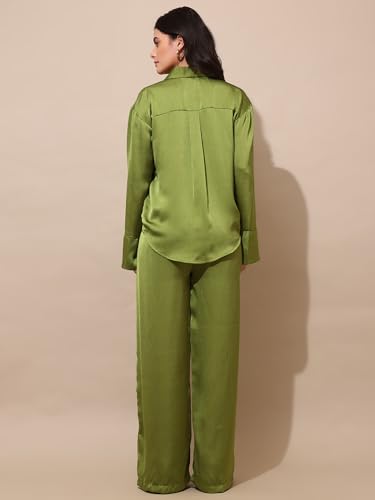 Image of PURVAJA Women's Full Sleeve Shirt & Trouser Solid Co-ords
