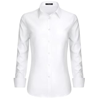 Stamain Camicia Donna Manica Lunga No Stiro Blusa Elegante Regular Fit Camicetta Classica per Ufficio Lavoro Cerimonia vestibilità Comoda Bianco XL