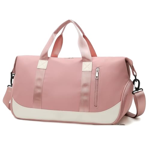 Bolsa de Viagem Esportiva, Mala de Mão com Alça Transversal, Grande Capacidade para Academia e Viagens (Rosa)