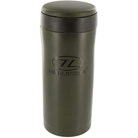 Highlander Outdoor Products Army Combat Military Flask Ammo Travel Thermos Mug Cup Compact Travel Olive Green Cover