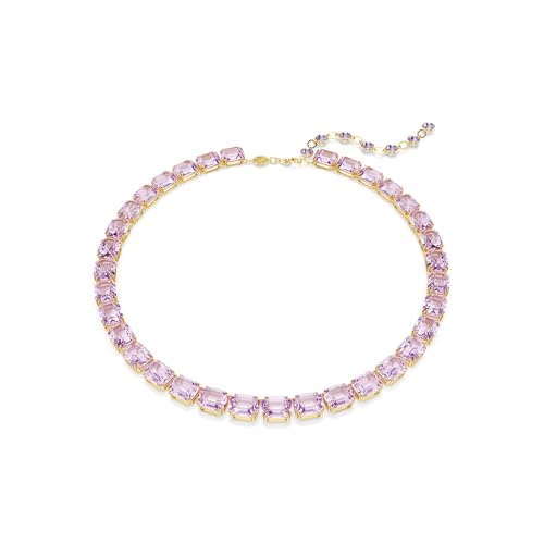 Swarovski Millenia Tennis necklace, Octagon cut, Purple, Gold-tone finish
