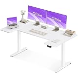 OffiGo Escritorio Elevable Eléctrico, 140 x 70 cm, Mesa de Trabajo Ajustable en Altura, Mesa de Trabajo con Forma de U para Home Office, Estilo Moderno, Función de Memoria, Motor Silencioso, Blanco