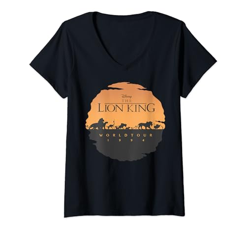 T-shirt Col V Disney Lion King World Tour 1994 en coton imprimé vintage pour femme