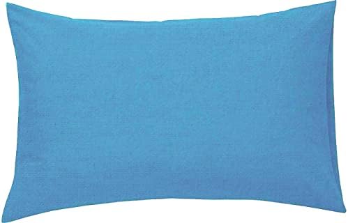 AmigoZone New 100% Brushed Cotton Flannelette 2 x Pillow Cases Housewife Plain Cover Bedroom Pair Pack (White)