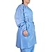 Blue Disposable Isolation Gowns for Adults, 10-Pack - Long Sleeve, Elastic Knit Cuffs, Tie-Back Closure, Fluid-Resistant SMS 30 gsm For Dental, Medical, Hospital & Industry — One Size