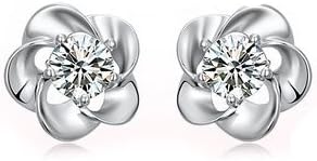 Silver Shoppee Silver Rhodium Plated Crystal Alloy Stud Earrings For Women (SSER0206)