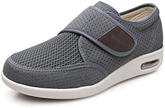 Grigobu Men's Diabetic Shoes Wide Width Shoes for Adjustable Closure Breathable Lightweight Width X-Wide Non Slip Air Cushion Sneakers for Swollen Feet Edema Walking Shoes Grey 45