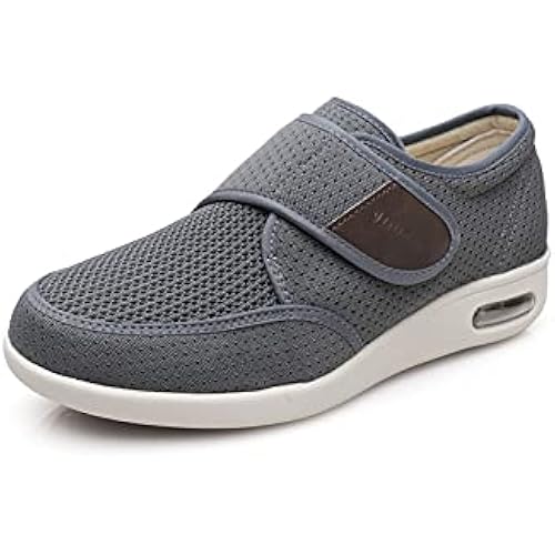 Grigobu Men's Diabetic Shoes Wide Width Shoes for Adjustable Closure Breathable Lightweight Width X-Wide Non Slip Air Cushion Sneakers for Swollen Feet Edema Walking Shoes