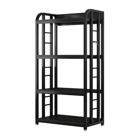jarrvz 4 Tier Microwave Stand, Large Bakers Racks for Kitchens, Height Adjustablebakers Shelf, Coffee Bar for Living Room Rustic Black Cover