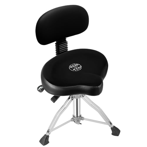 TENTOTEN Drum Throne with Backrest,Drum Stool for Adults|Hydraulic Drum Throne with 45°Angle...