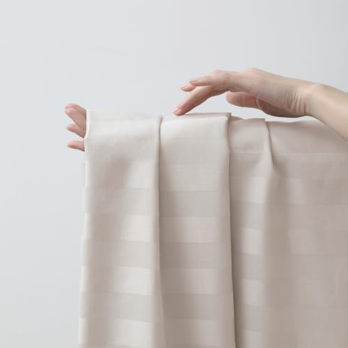 Cotton King Flat Sheet Only, 600 Thread Count 100% Egyptian Cotton Top Sheet 1Pcs, Cool & Breathable Flat Bed Sheets Wrinkle, Fade, Stain Resistant (Beige Stripe King) by Zaizaihome - Image 4