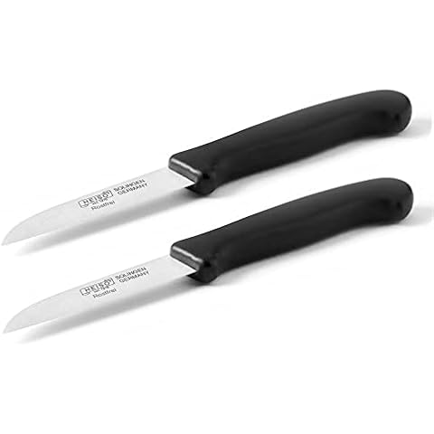HEISO Schälmesser mit Kunststoffgriff - Küchenmesser (2er Set - schwarz) - mit kostenlosem Nachschleifservice Cover
