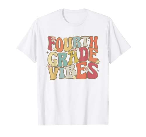 Ritorno a scuola Quarta Grado Vibes Retro Insegnante Donne Bambini Maglietta