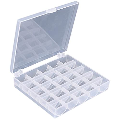 UMTMedia - 25 Capacity Empty Bobbins Case Organiser by UMTMedia® Sewing Machine Bobbin Clear Box Storage - for Brother Singer Janome Elna Toyota Bernina