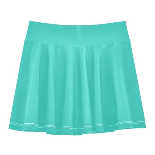Turquoise Skirt for Girls with Built in Shorts Flowy Girl Skort Cheer Skirt Kids with Pockets 4-12Y3