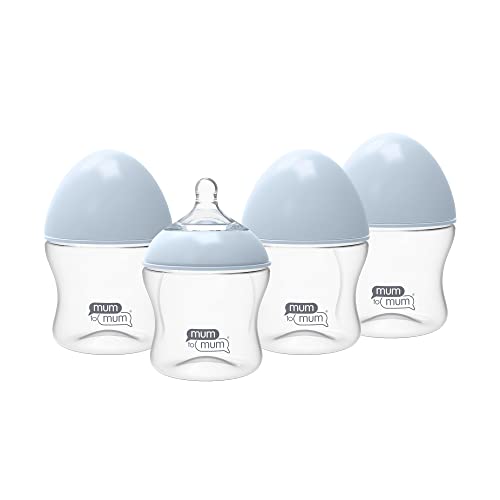 MUM TO MUM Anti Colic Baby Bottles 5oz with S Slow Flow Rate Nipples for 0-3 Months, 4 Pack, MM103A