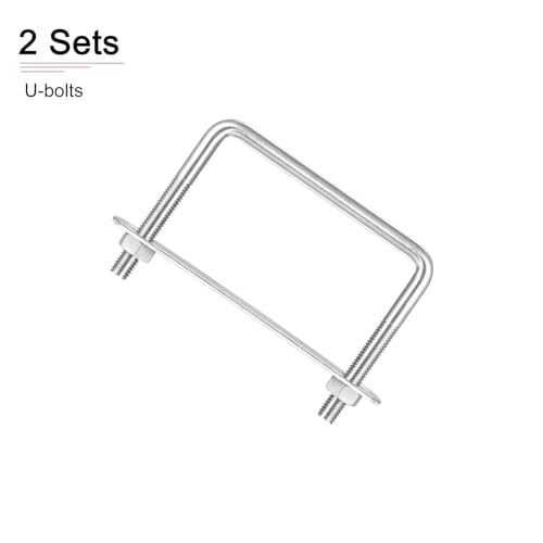 Image of DTGN M8x85x70mm(ThreadxWxL) Square U Bolt - 2Pack - Good for Trailer Pipe Replacement Parts - 304 Stainless Steel U Shape Bolts