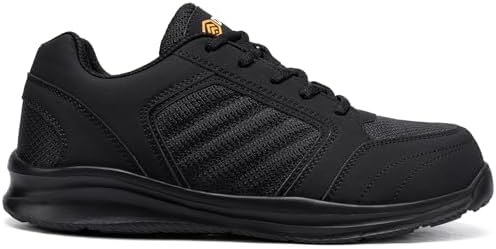 DYKHMILY Veiligheidstrainers voor heren, stalen neus, sneakers, lichtgewicht, anti-scheuren, ademend, punctiebestendig, comfortabel, mode, veiligheidsschoenen, werktrainers (zwart, 8,5 UK), Zwart, 41