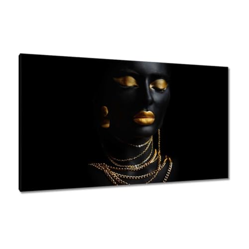 Toile imprimée maquillage doré pour habiller un grand mur vide tableau 120 x 70 cm