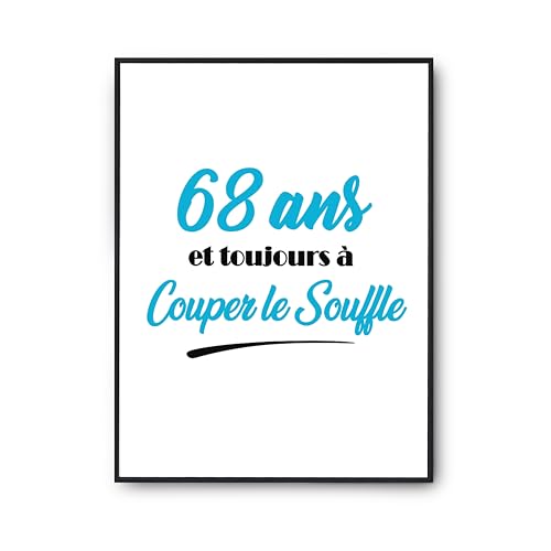 Poster 68 ans anniversaire pour salon ou bureau idée décoration humoristique