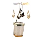 VALICLUD Goldener Rotierender Glas Kerzenhalter mit Elegantem Windlicht Design Stilvoller Teelicht...
