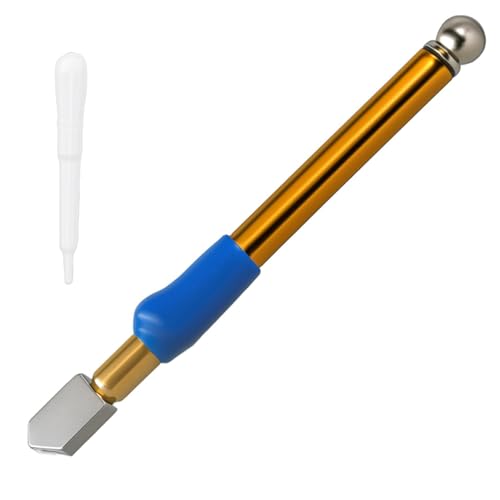 Glass Cutter Kit 2mm-20mm Glass Cutter Tool with Professional Cutting Head Tungsten Oil Feed Carbide Tip Self-Oiling Pencil Style Cutting Tool for Thick Glass Mosaic Mirror