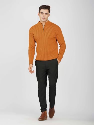 Image of LOQUE Men's Wool Blend Selection Sweater Half Zip High Neck Pullover Warm Casual Winter Wear for Office and Travel