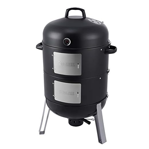 SUNLIFER 20.5 Inch Vertical Charcoal Smoker and Grill Combo, Heavy-Duty BBQ Smokers for Outdoor Cooking Camping